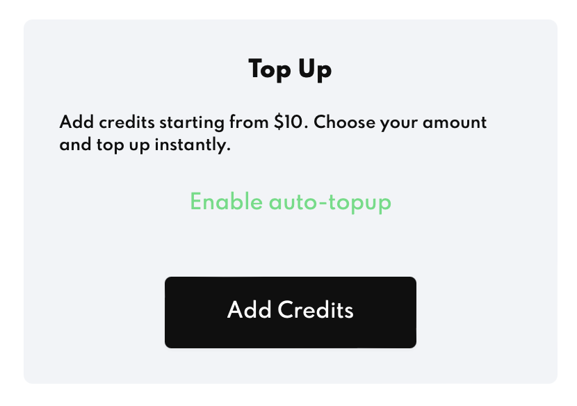 Top Up Credits Step 1