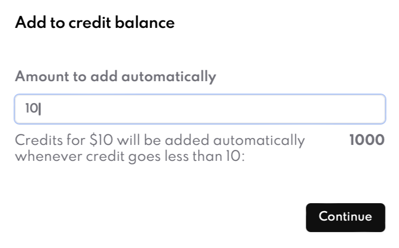 Auto Top Up Credits Step 2